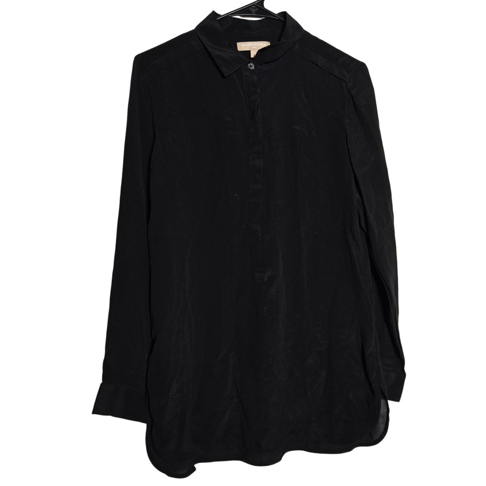 Banana Republic 100% Silk Long Sleeve Tunic Blouse Medium Quiet Luxury Office